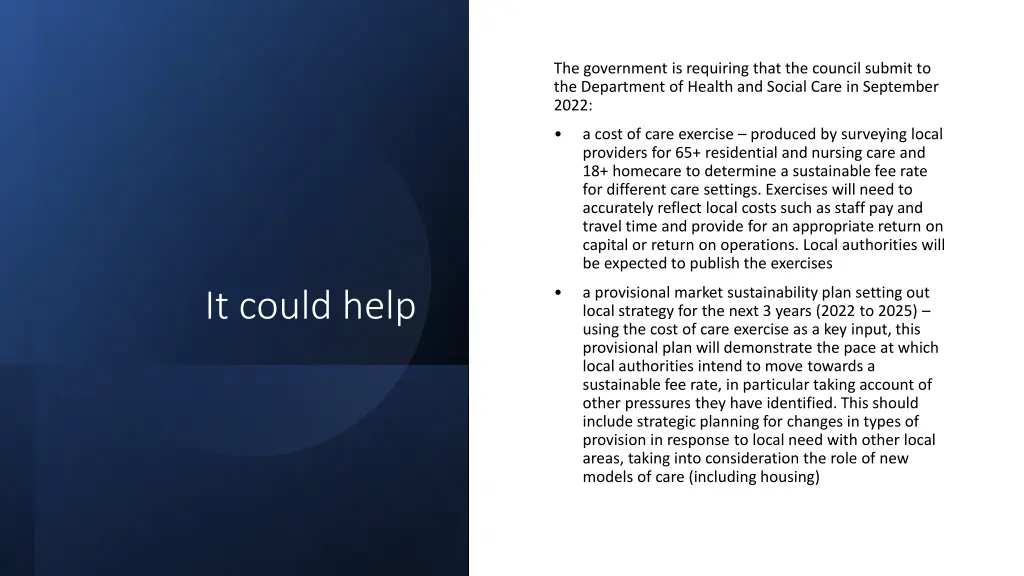 the government is requiring that the council