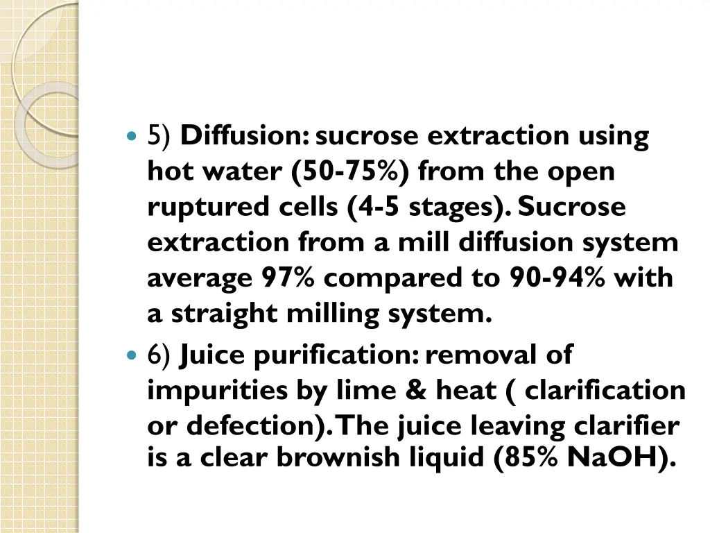 5 diffusion sucrose extraction using hot water