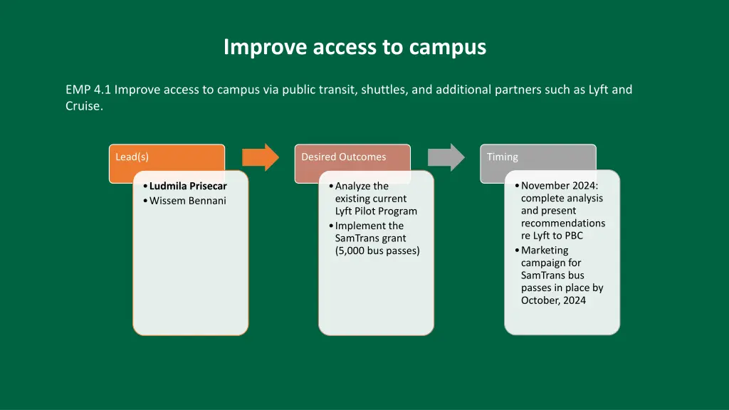 improve access to campus