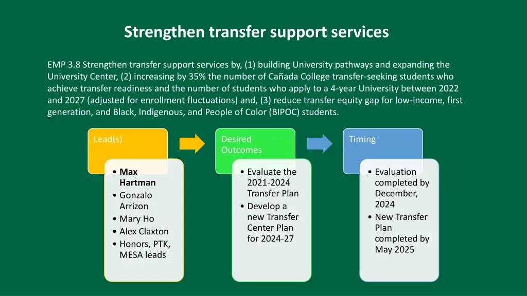 strengthen transfer support services