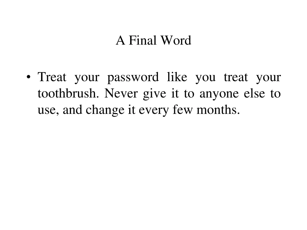 a final word