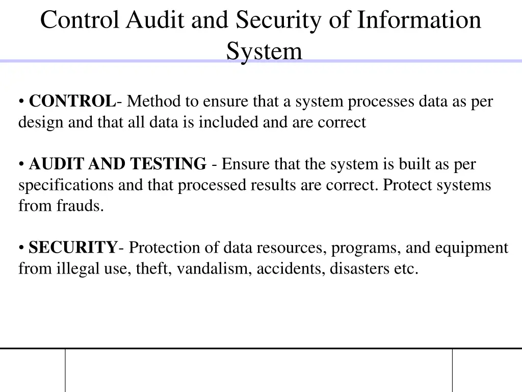 control audit and security of information system 1