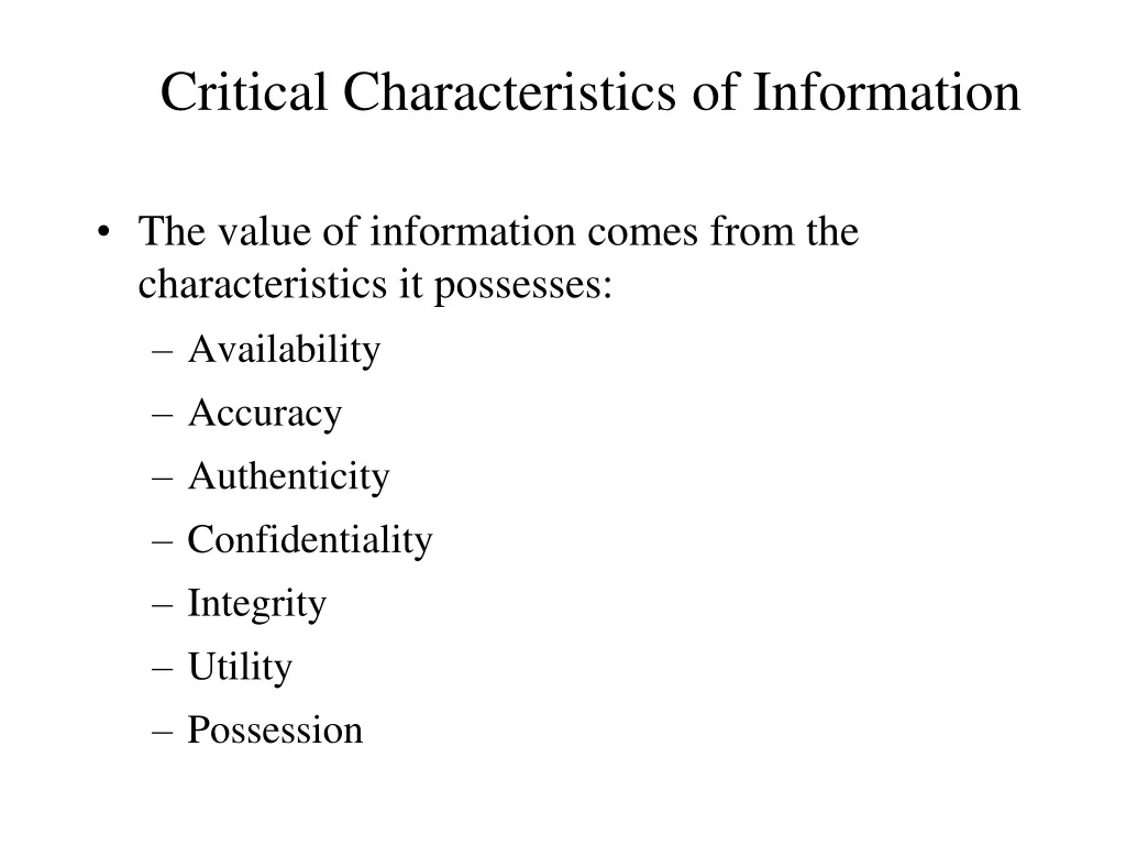 critical characteristics of information