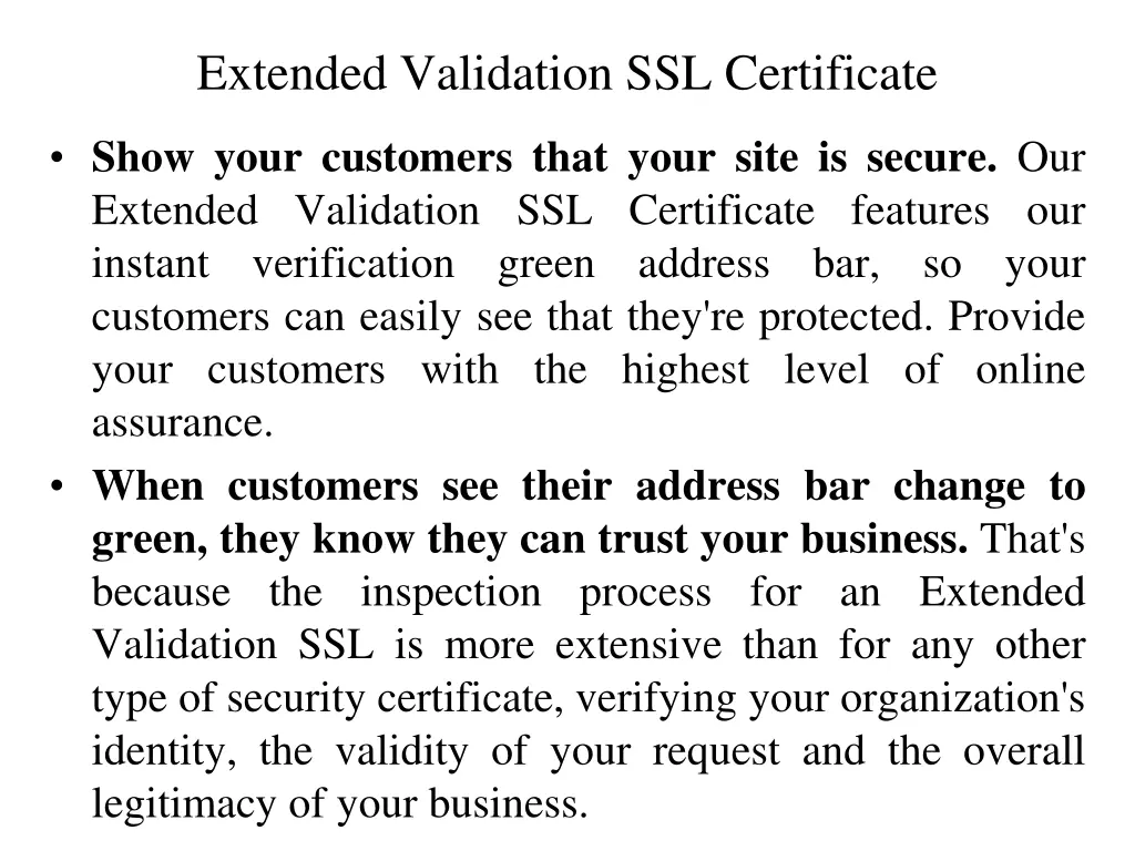 extended validation ssl certificate