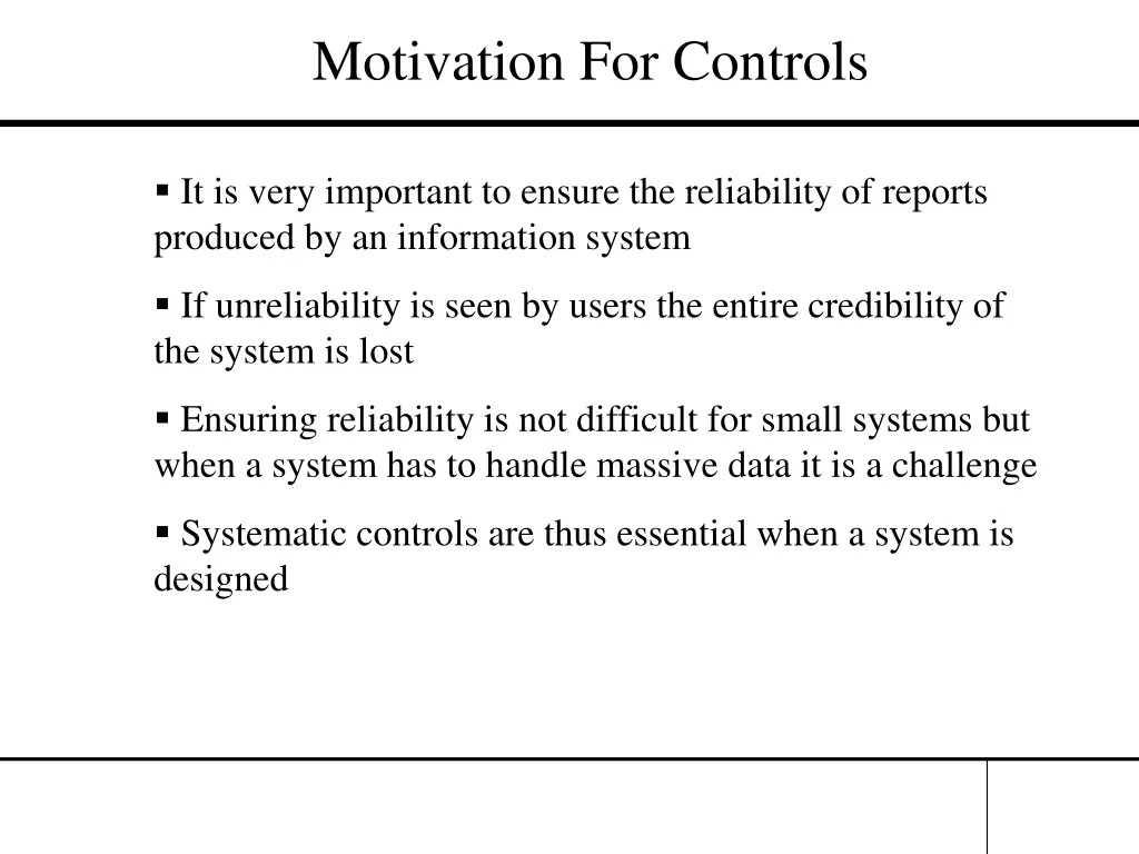 motivation for controls