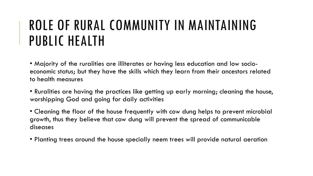 role of rural community in maintaining public