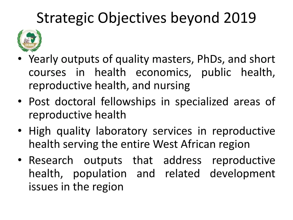 strategic objectives beyond 2019