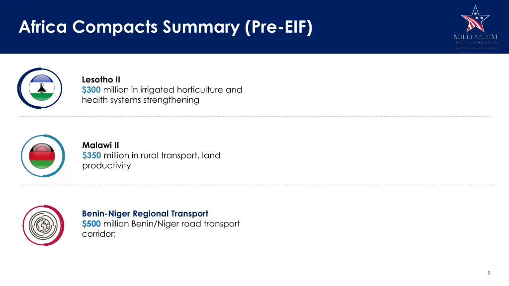 africa compacts summary pre eif