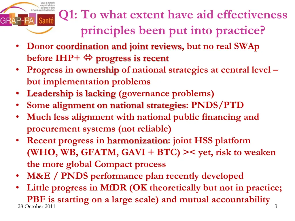 q1 to what extent have aid effectiveness