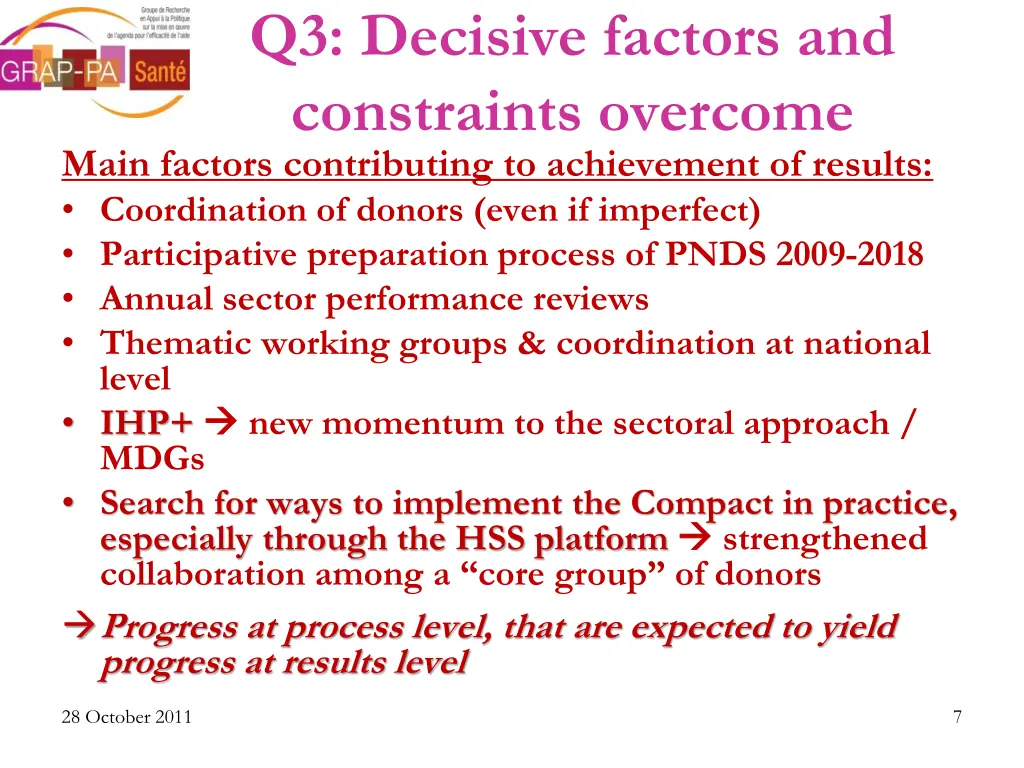 q3 decisive factors and constraints overcome main