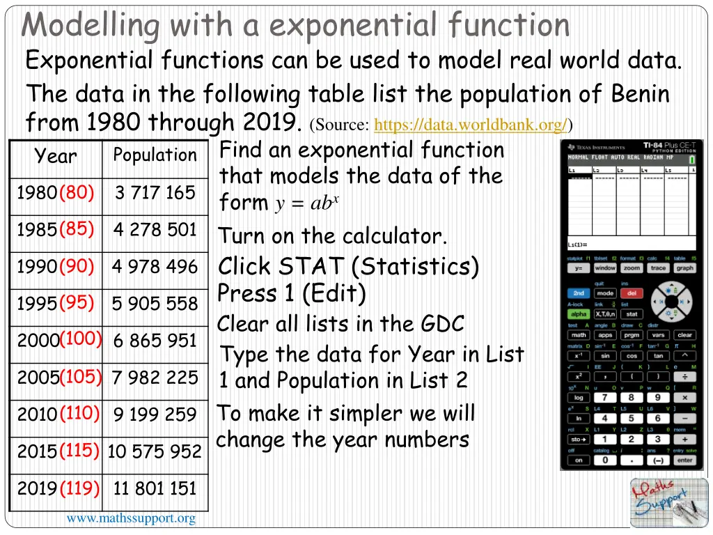 modelling with a exponential function 2