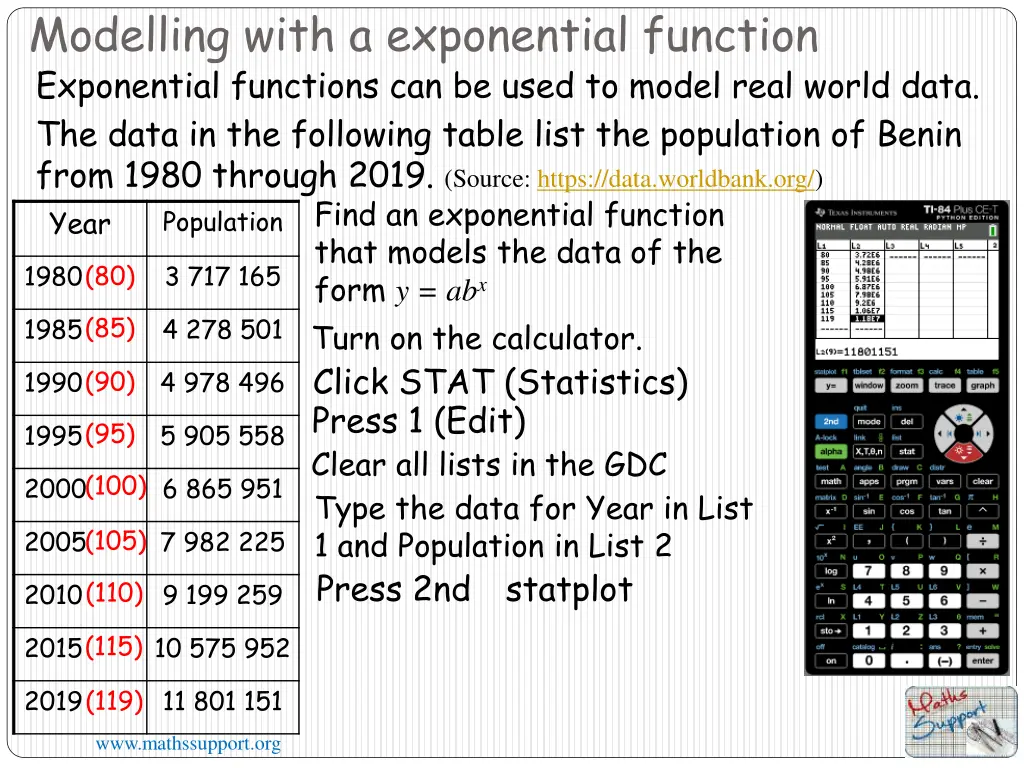 modelling with a exponential function 3