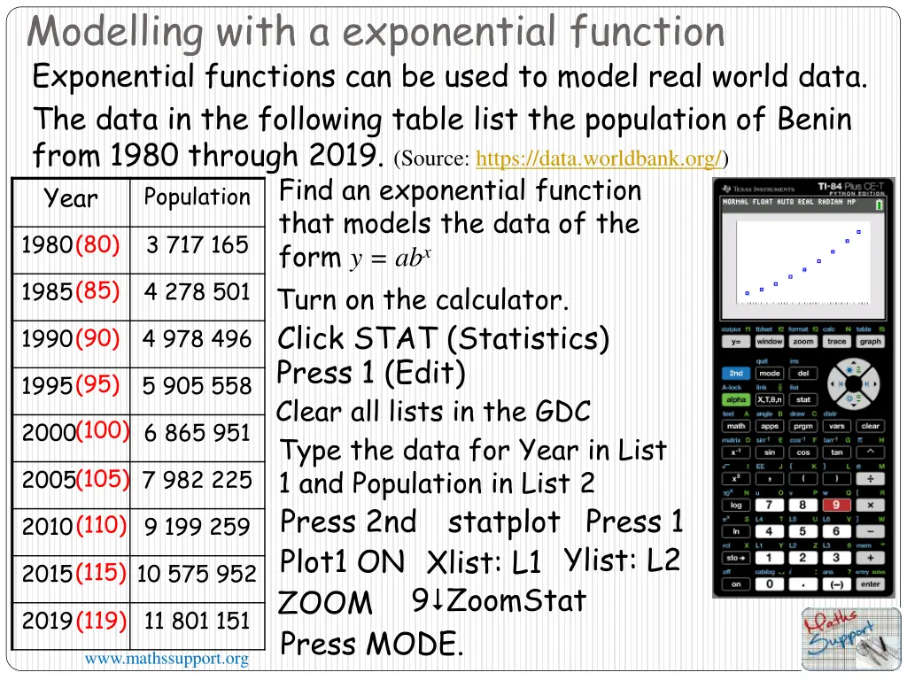 modelling with a exponential function 6