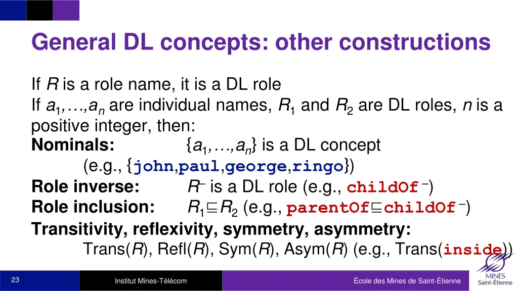 general dl concepts other constructions