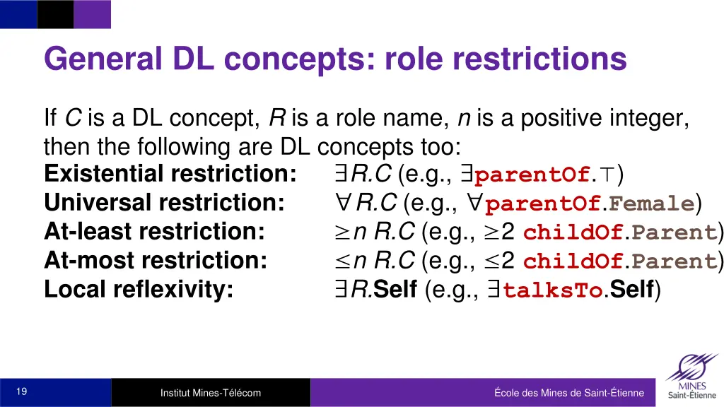 general dl concepts role restrictions