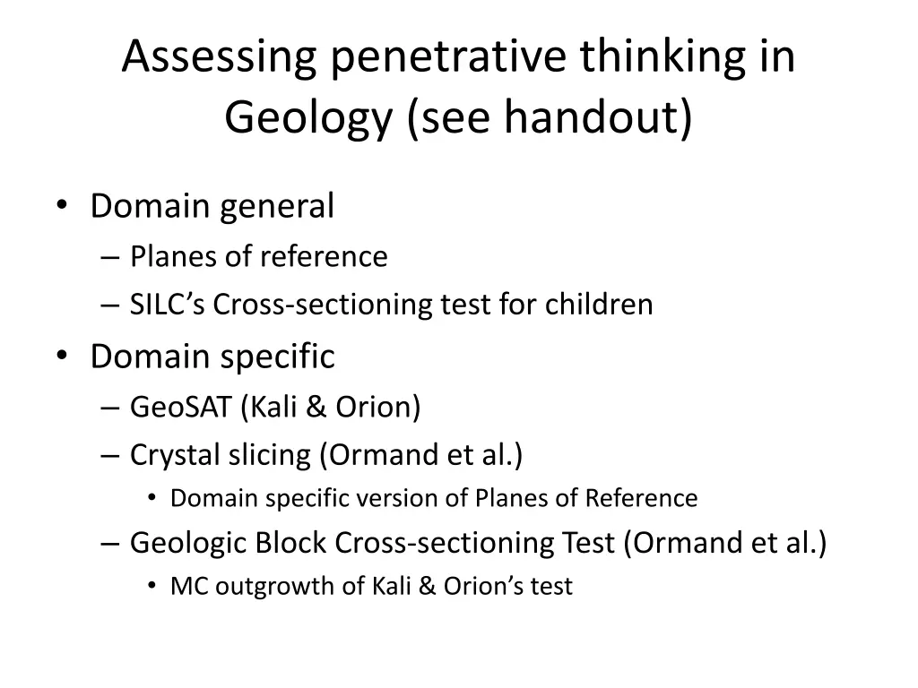 assessing penetrative thinking in geology