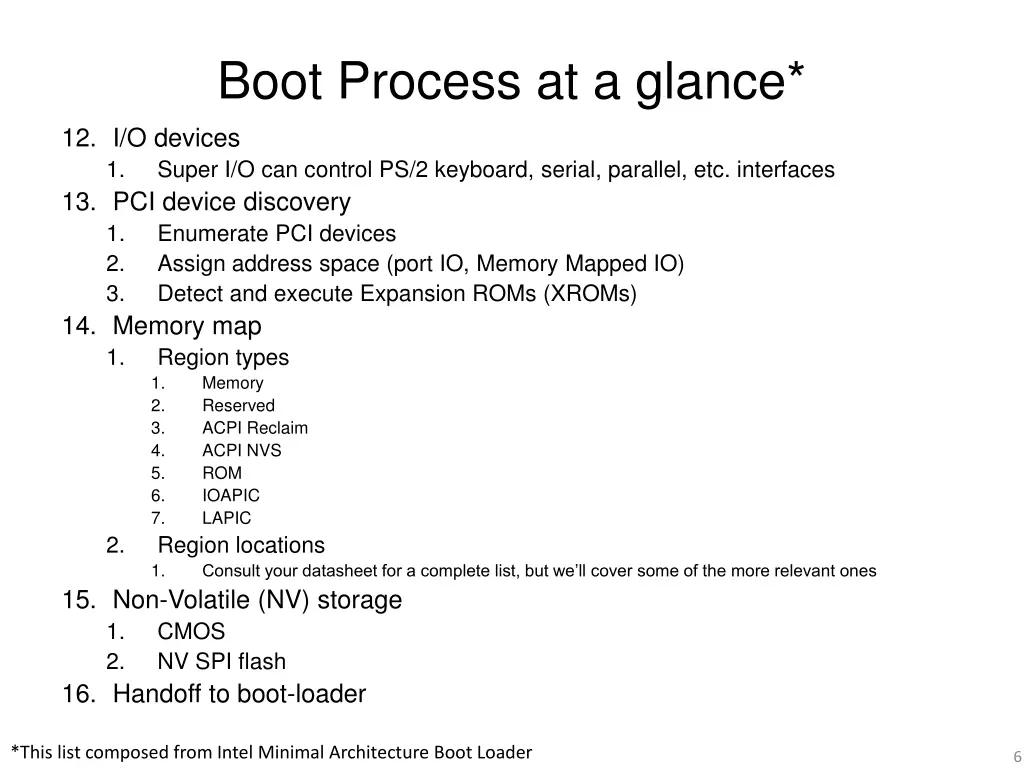 boot process at a glance 12 i o devices 1 super