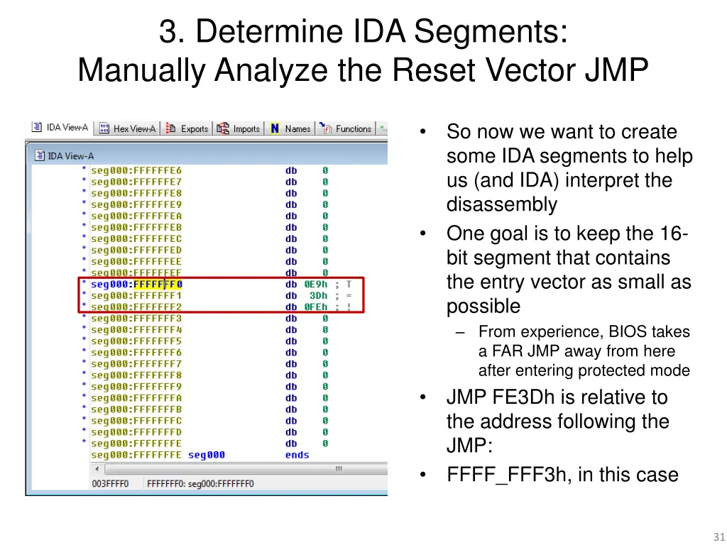 3 determine ida segments manually analyze