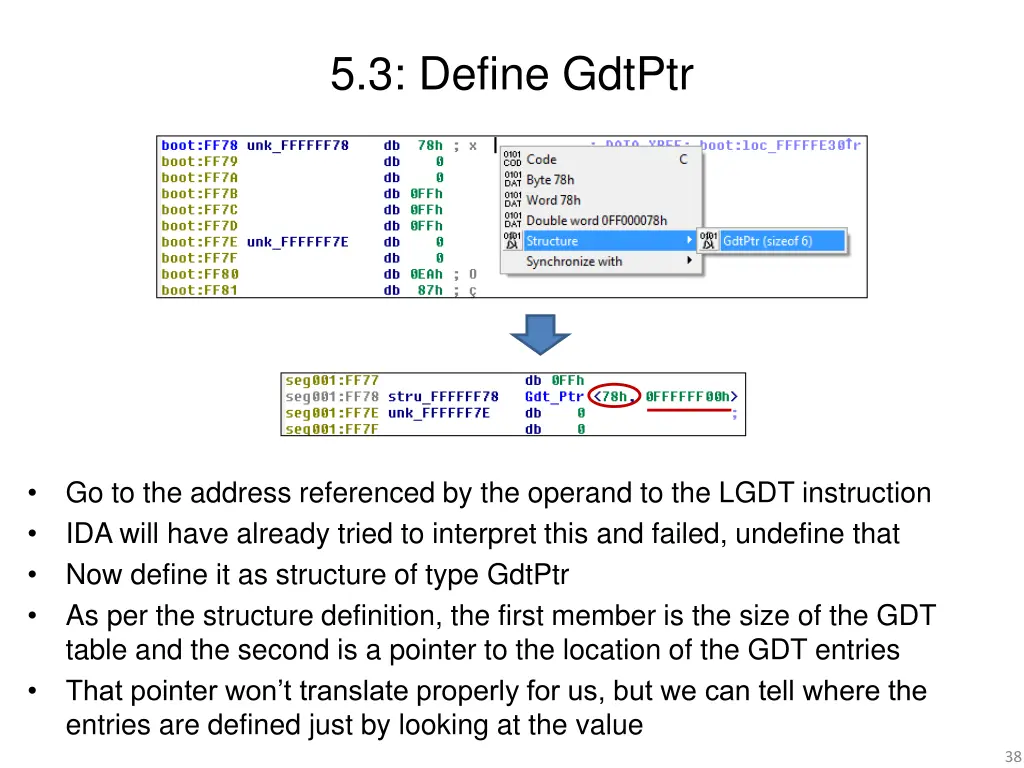 5 3 define gdtptr
