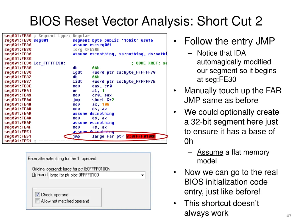 bios reset vector analysis short cut 2