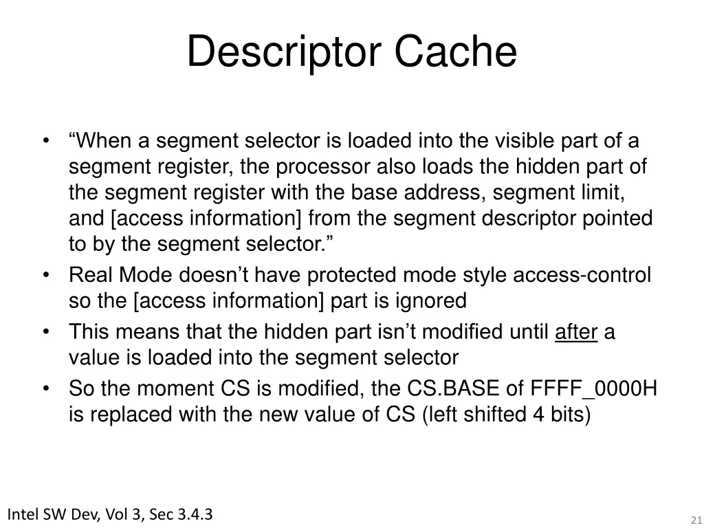 descriptor cache