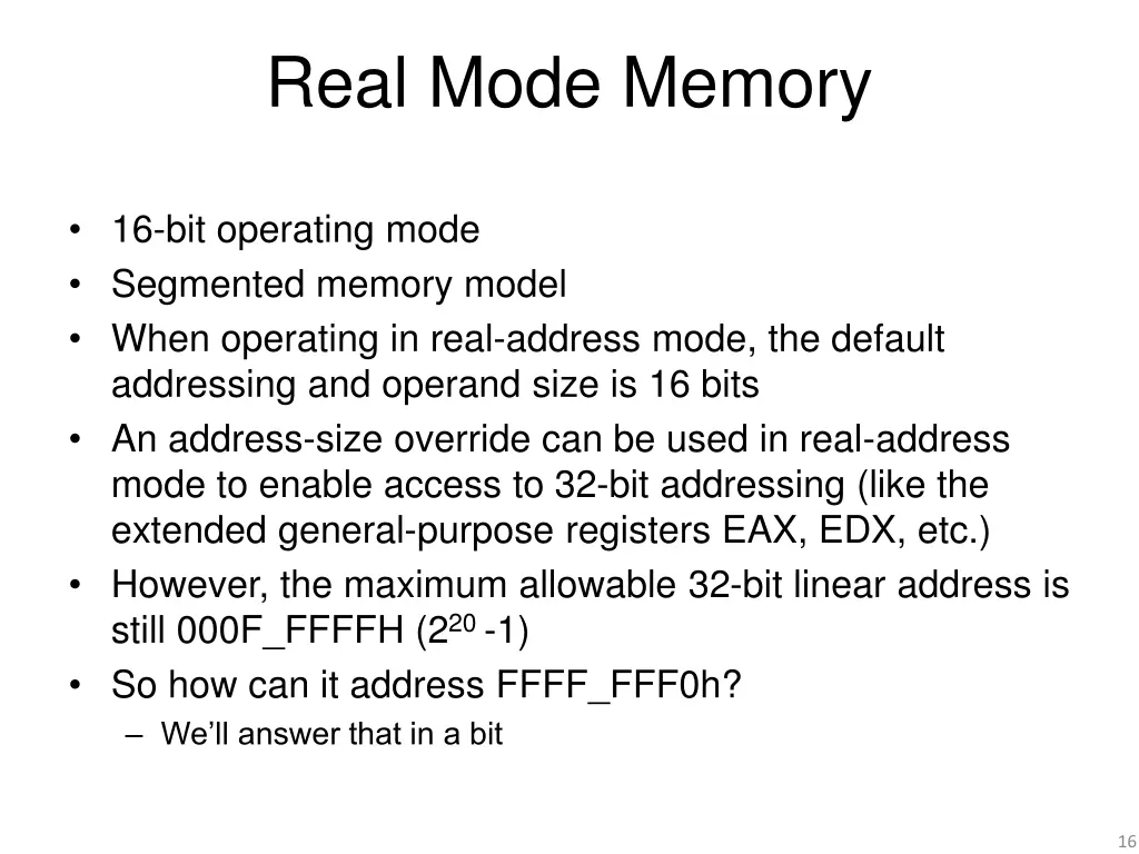 real mode memory