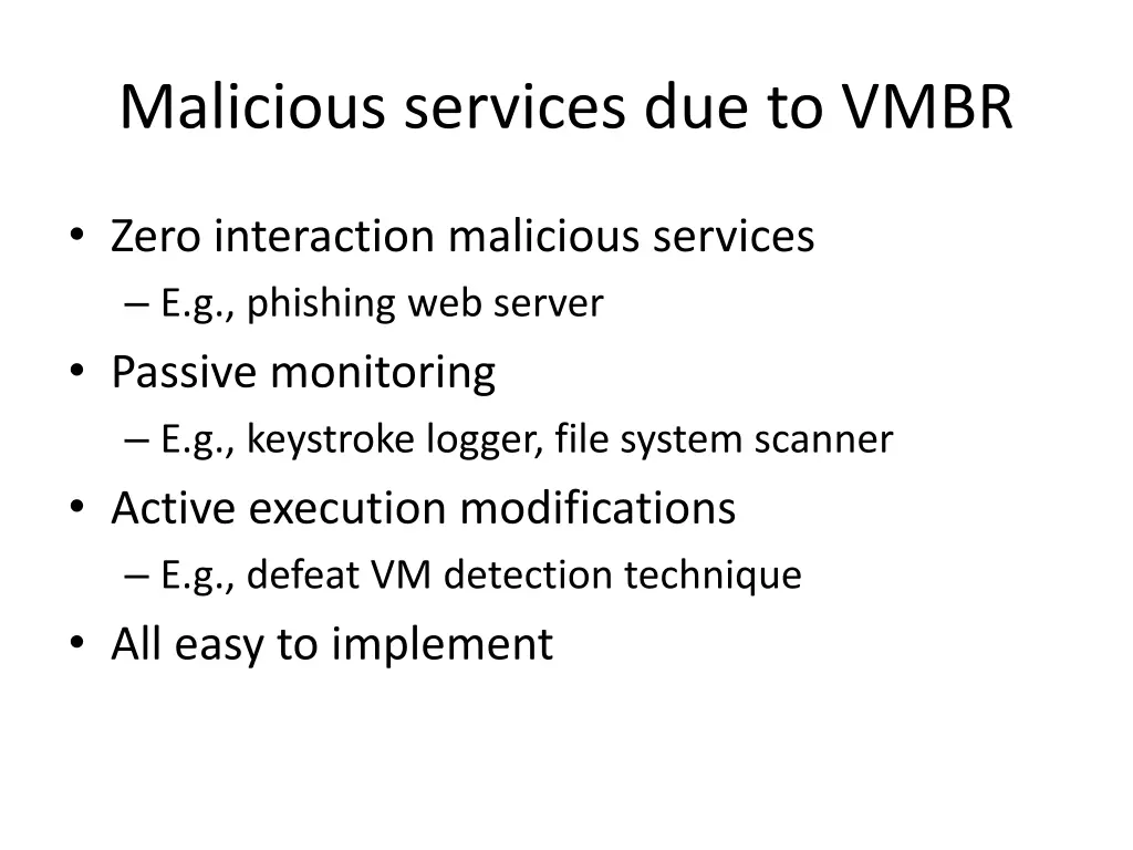 malicious services due to vmbr