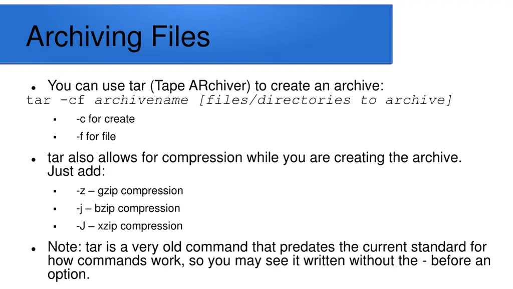 archiving files