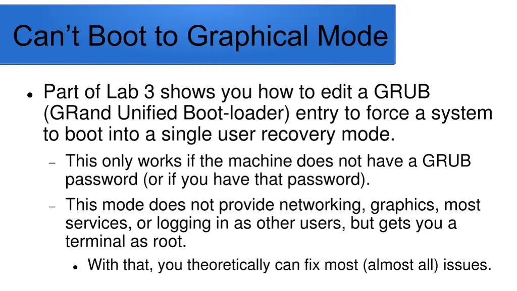 can t boot to graphical mode