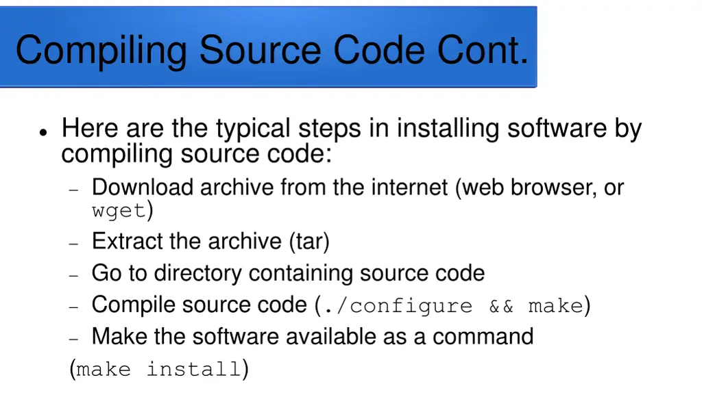compiling source code cont