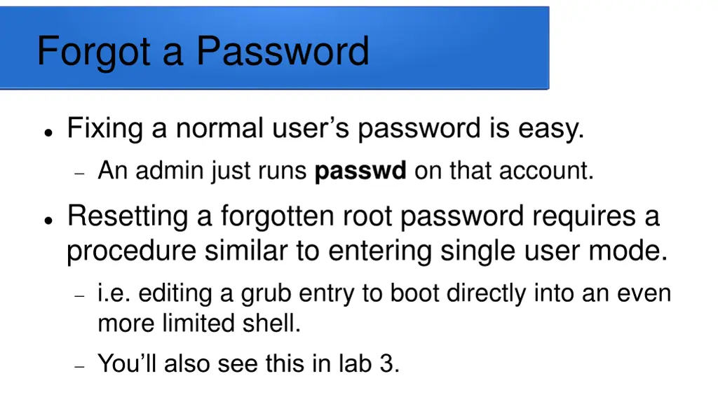 forgot a password
