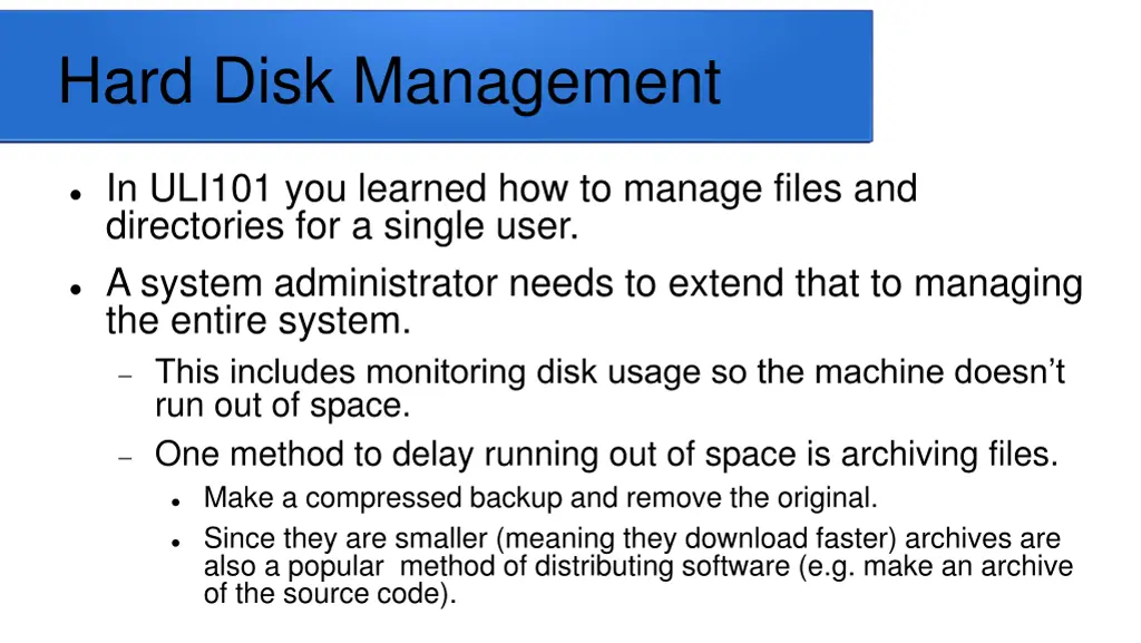 hard disk management