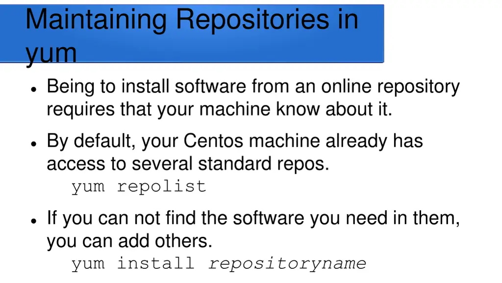 maintaining repositories in yum