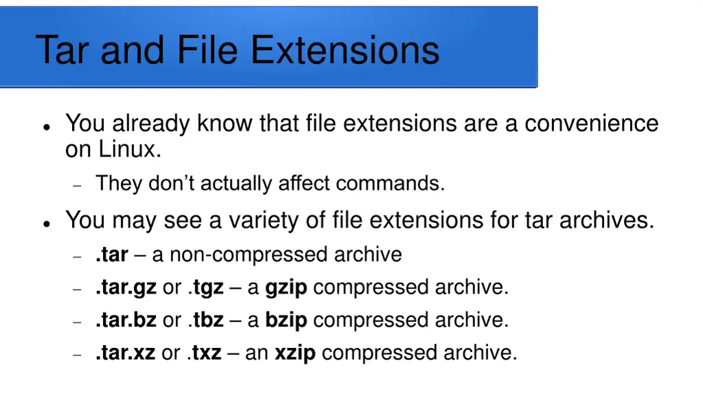 tar and file extensions