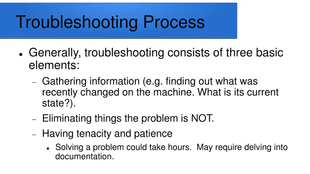 troubleshooting process