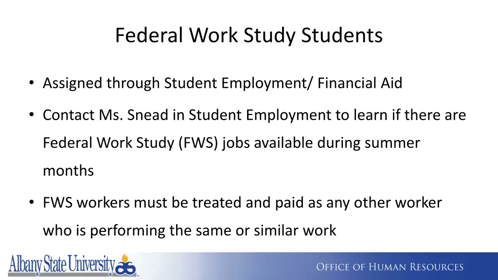federal work study students