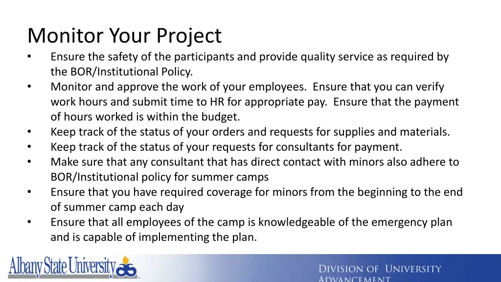 monitor your project ensure the safety