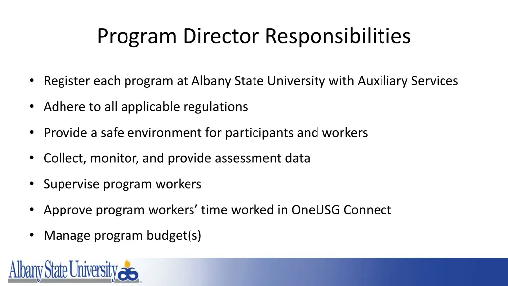program director responsibilities