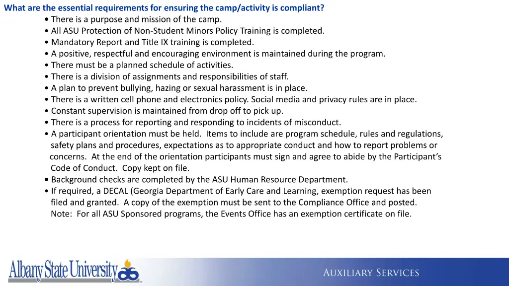 what are the essential requirements for ensuring