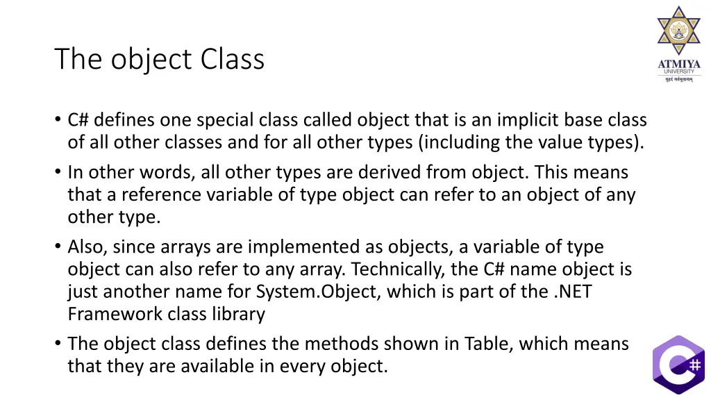 the object class