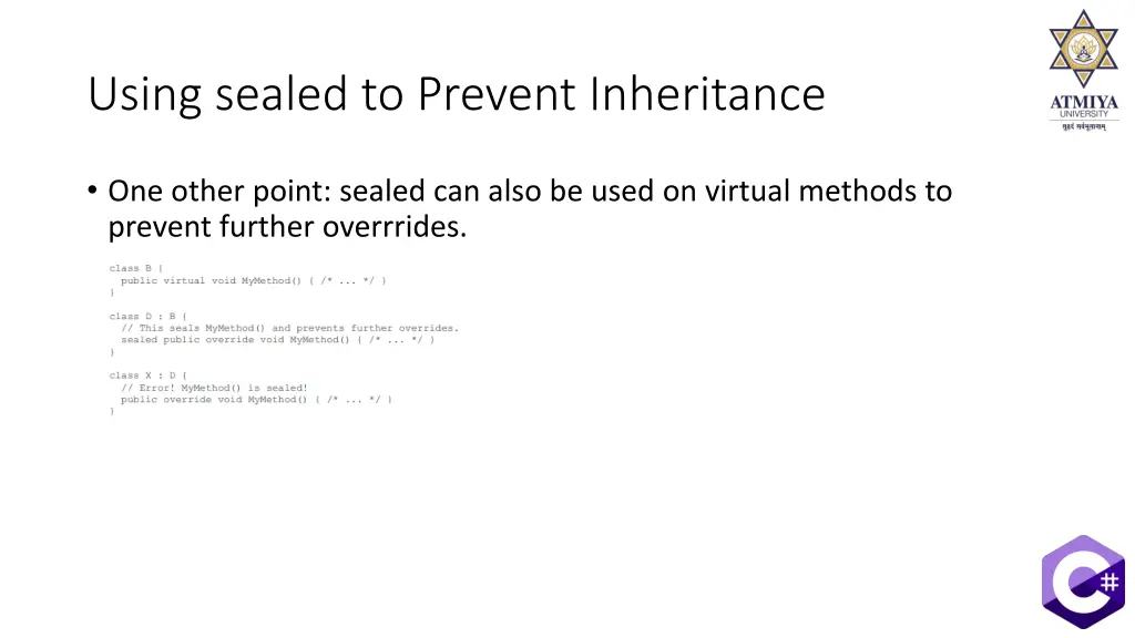 using sealed to prevent inheritance 1