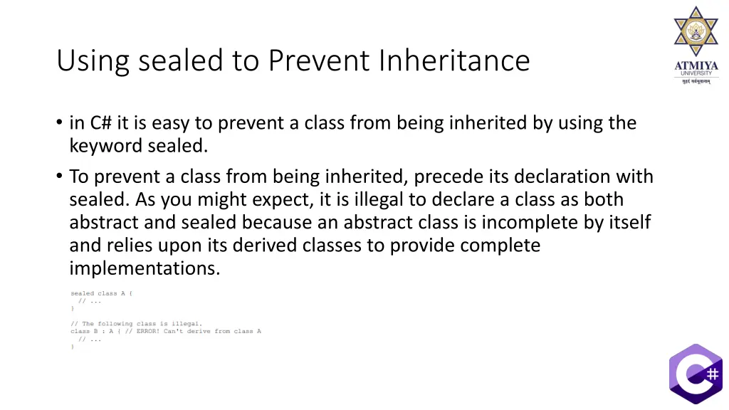 using sealed to prevent inheritance