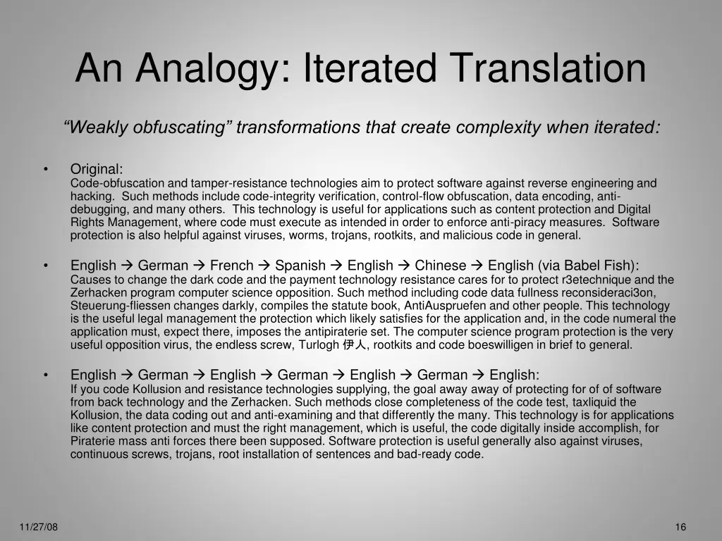 an analogy iterated translation