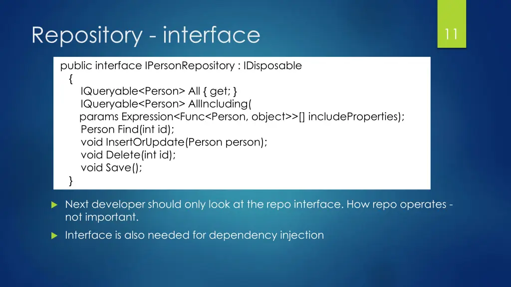 repository interface