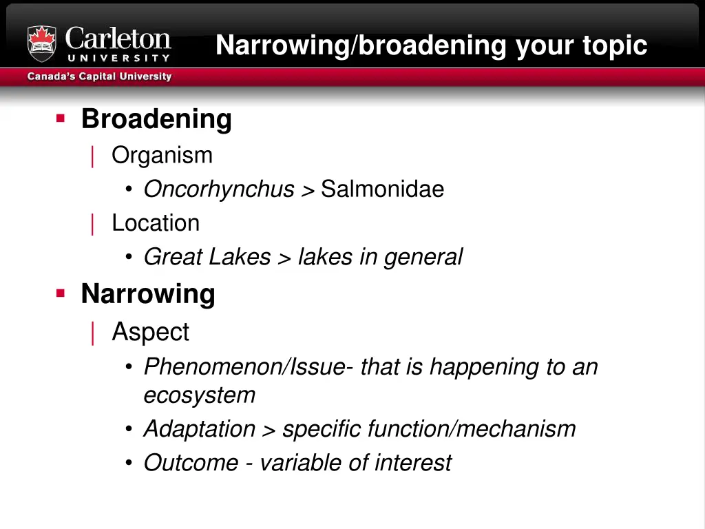 narrowing broadening your topic