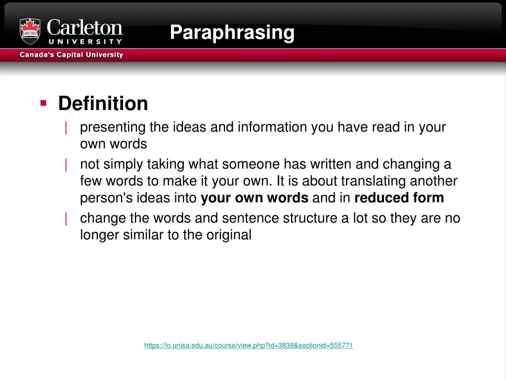 paraphrasing