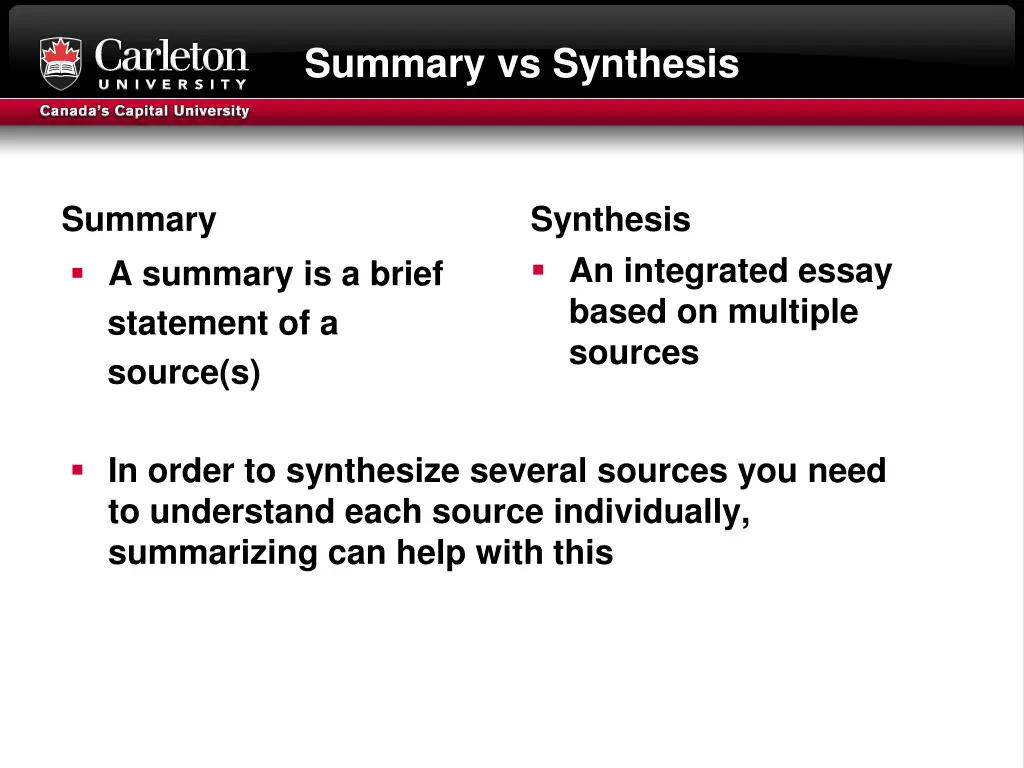 summary vs synthesis
