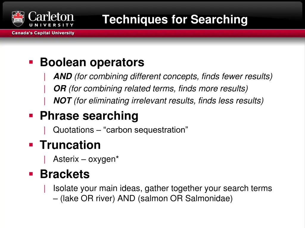 techniques for searching
