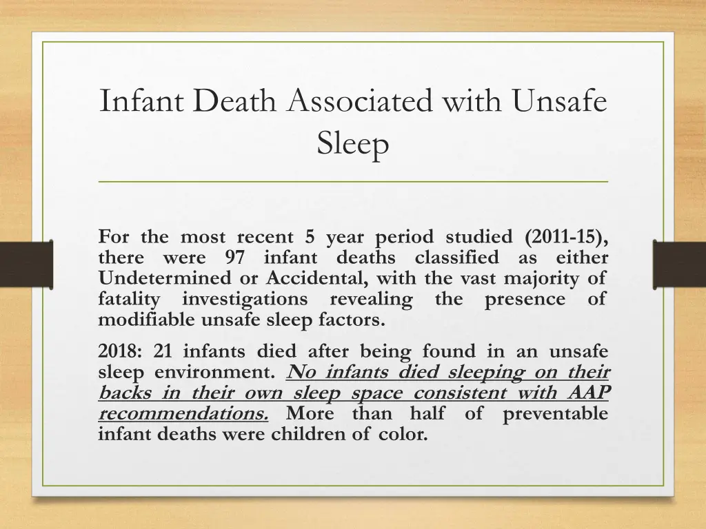 infant death associated with unsafe sleep