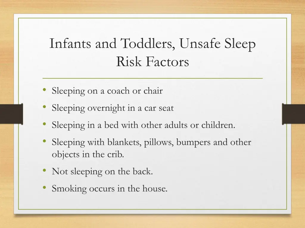 infants and toddlers unsafe sleep risk factors